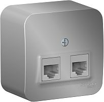 Розетка компьютерная накладная Systeme Electric Blanca 2-м. RJ45+RJ45 5e алюминий картинка